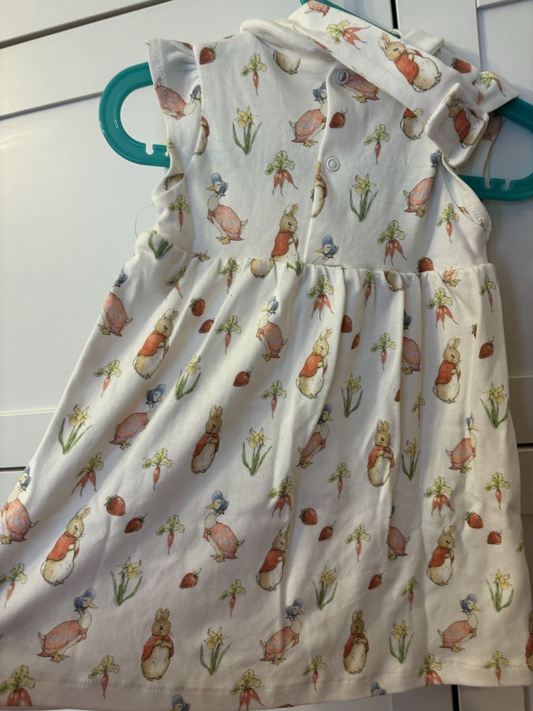 Sukienka z body Nutmeg Królik Piotruś Peter Rabbit 12-18 86 cm nowa