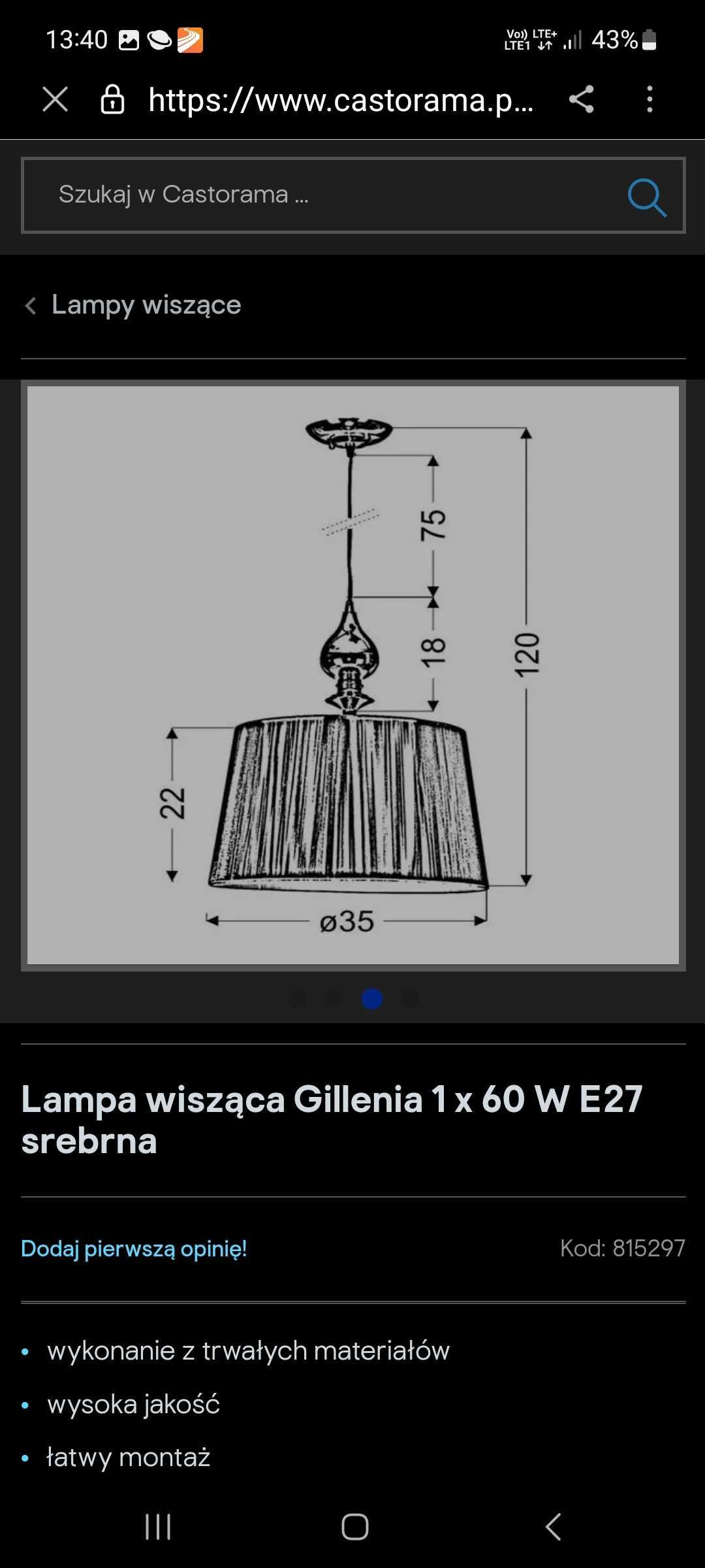 Lampa wiszaca do pokoju