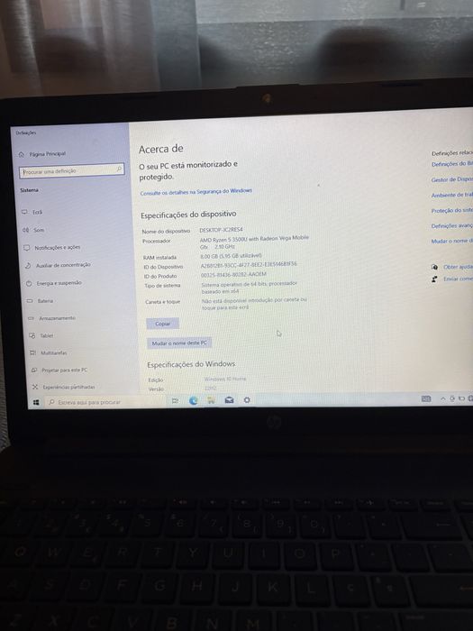 Portatil HP Amd ryzen 5 3500U