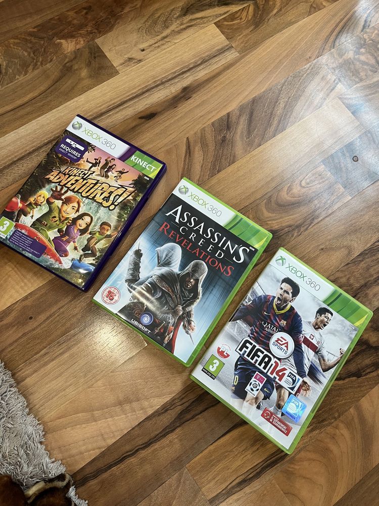 Gry xbox 360, fifa 14, assasins creed revelations, kinect adventures