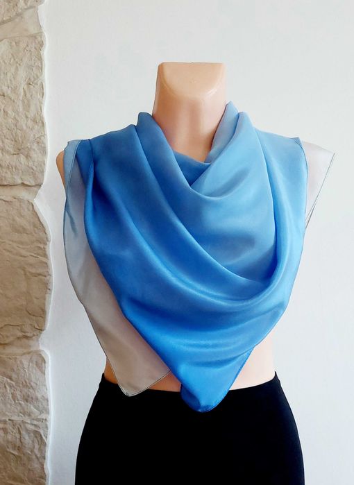 MILANÓWEK Elegancka Duża Apaszka Naturalny Jedwab 100% SILK Lata 90-te