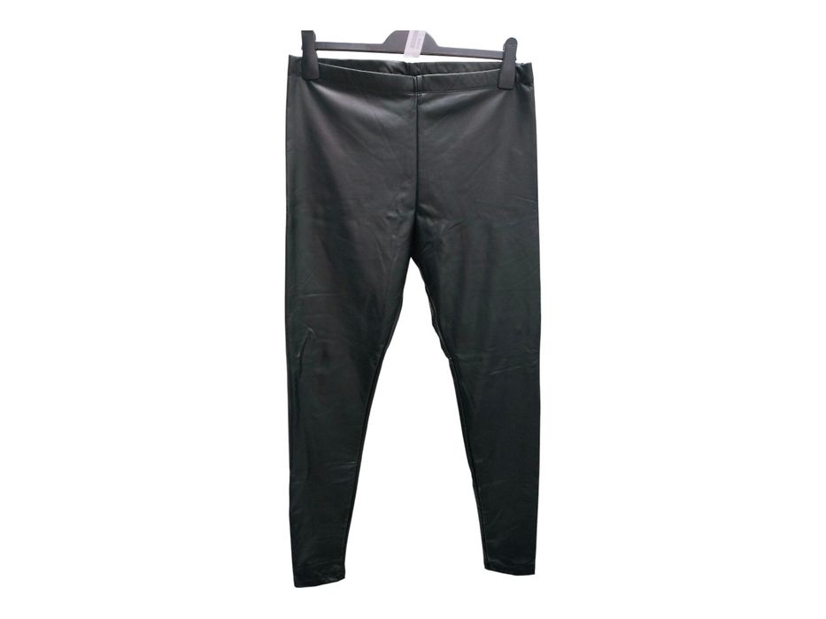 Czarne legginsy H&M skórzane