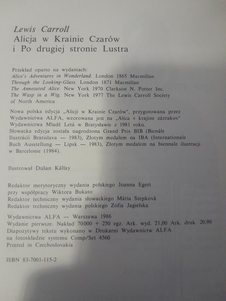 Alicja w Krainie Czarów i Po drugiej stronie lustra