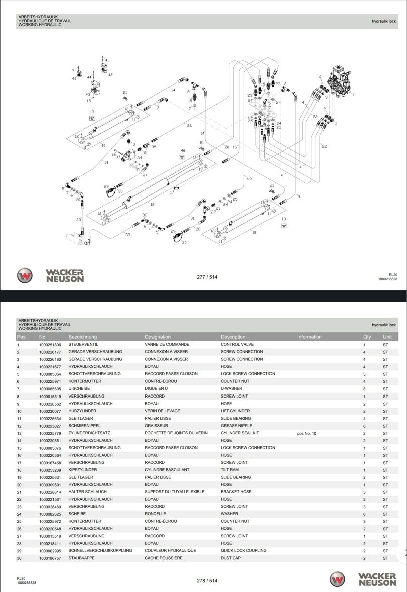 Katalog części, Instrukcja obsługi Wacker Neuson WL20 [RL20]