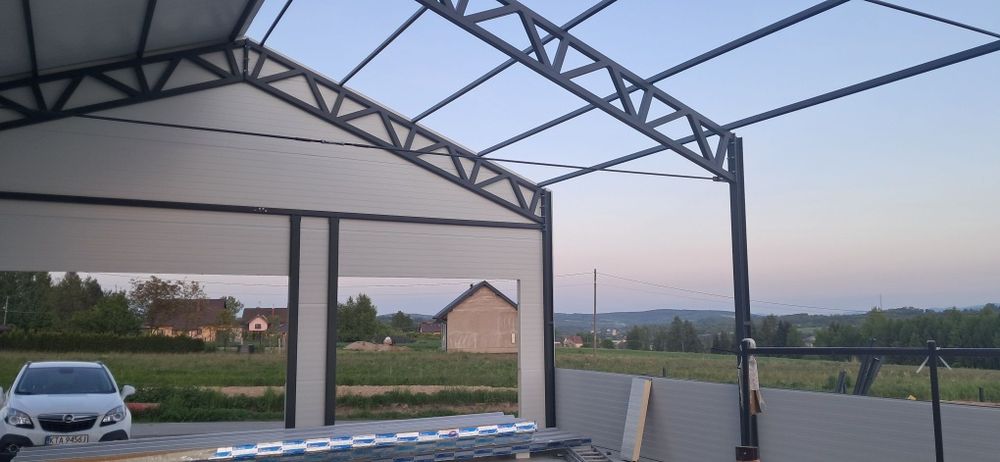 Hala magazyn garaż konstrukcja kratownice dźwigary slupy 10x20x4