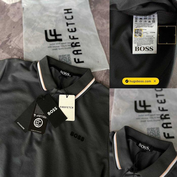 Футболка поло HUGO BOSS Premium з qr-code і біркою однотонна i57/10T-6