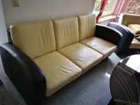 Zestaw wypoczynkowy sofa i skórzane fotele