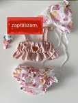 Komplet różowy na lato bawełna bloomersy bluzeczka chustka