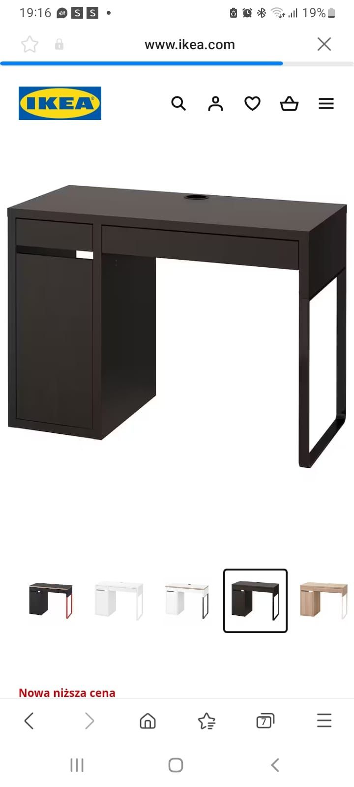 Ikea Biurko Micke  Wymiary j: 51,5 x 100,5 wys.75,5 stan b. Dobry .