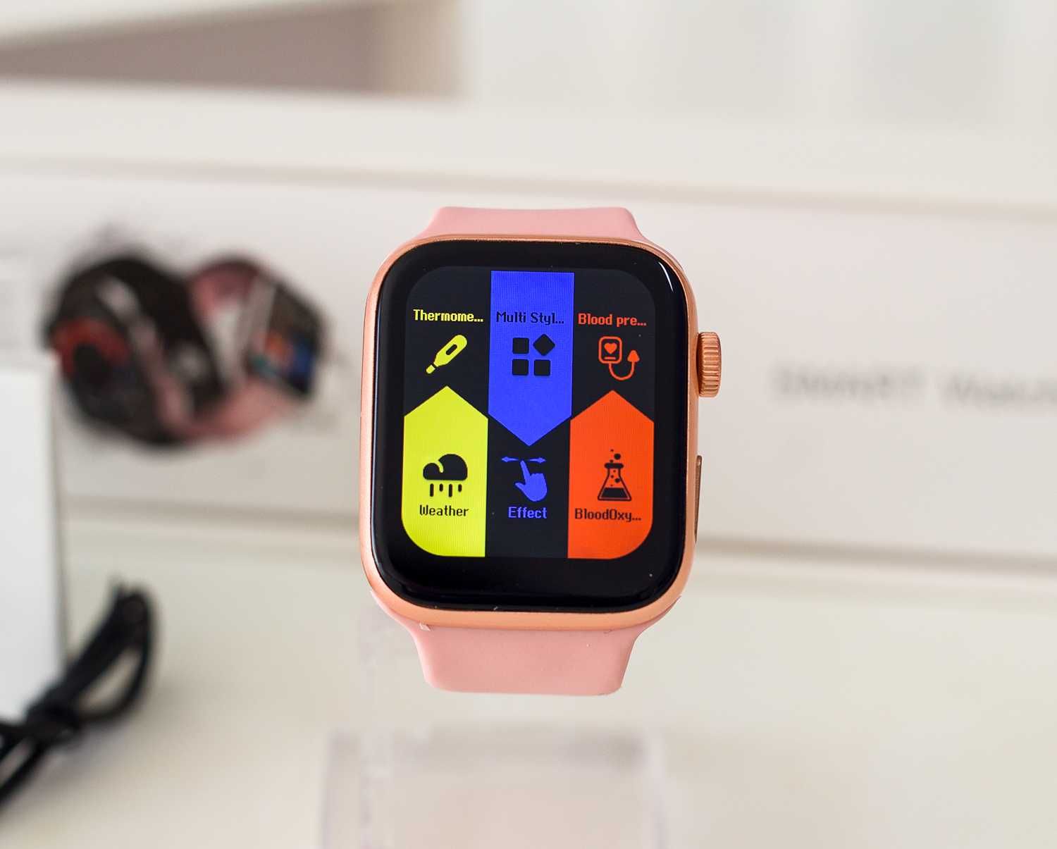 Smartwatch Rosa compatível para chamadas via Bluetooth