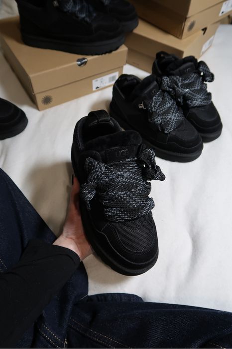 36-41‼️ Дуті Ugg Lowmel Sneaker Black угг ловмел чорні широкі шнурки