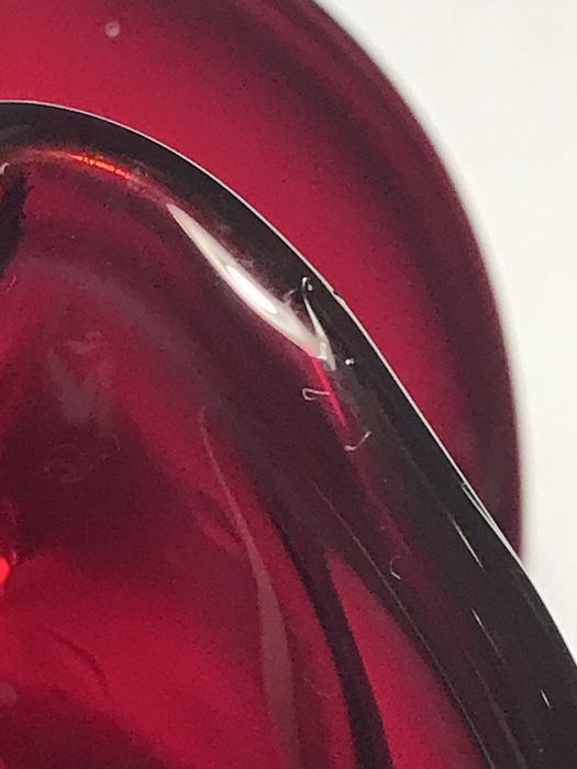 Szkło prl wazon osiolek Czesław Zuber czerwony