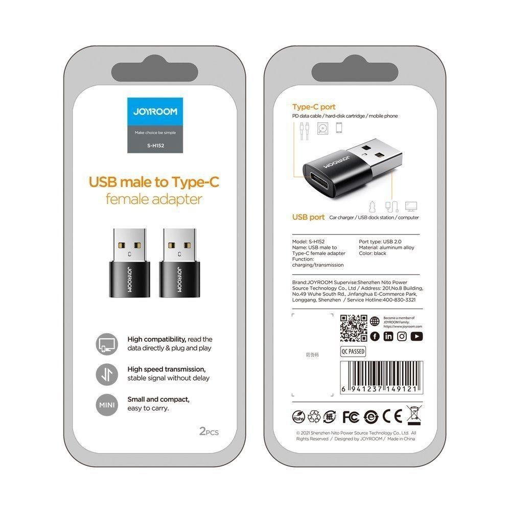 2X Adapter Przejściówka Z Usb Typ C Na Usb Czarny