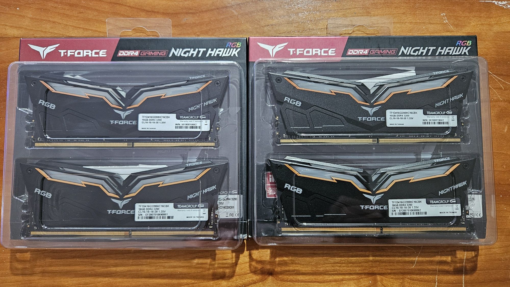 Memórias Team Group T-Force Night Hawk RGB DDR4 3200mhz 64GB 4x16 CL16