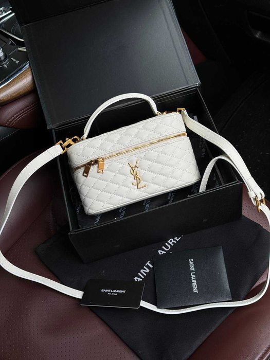 Saint Laurent Gaby Vanity Leather Shoulder Bag Cream