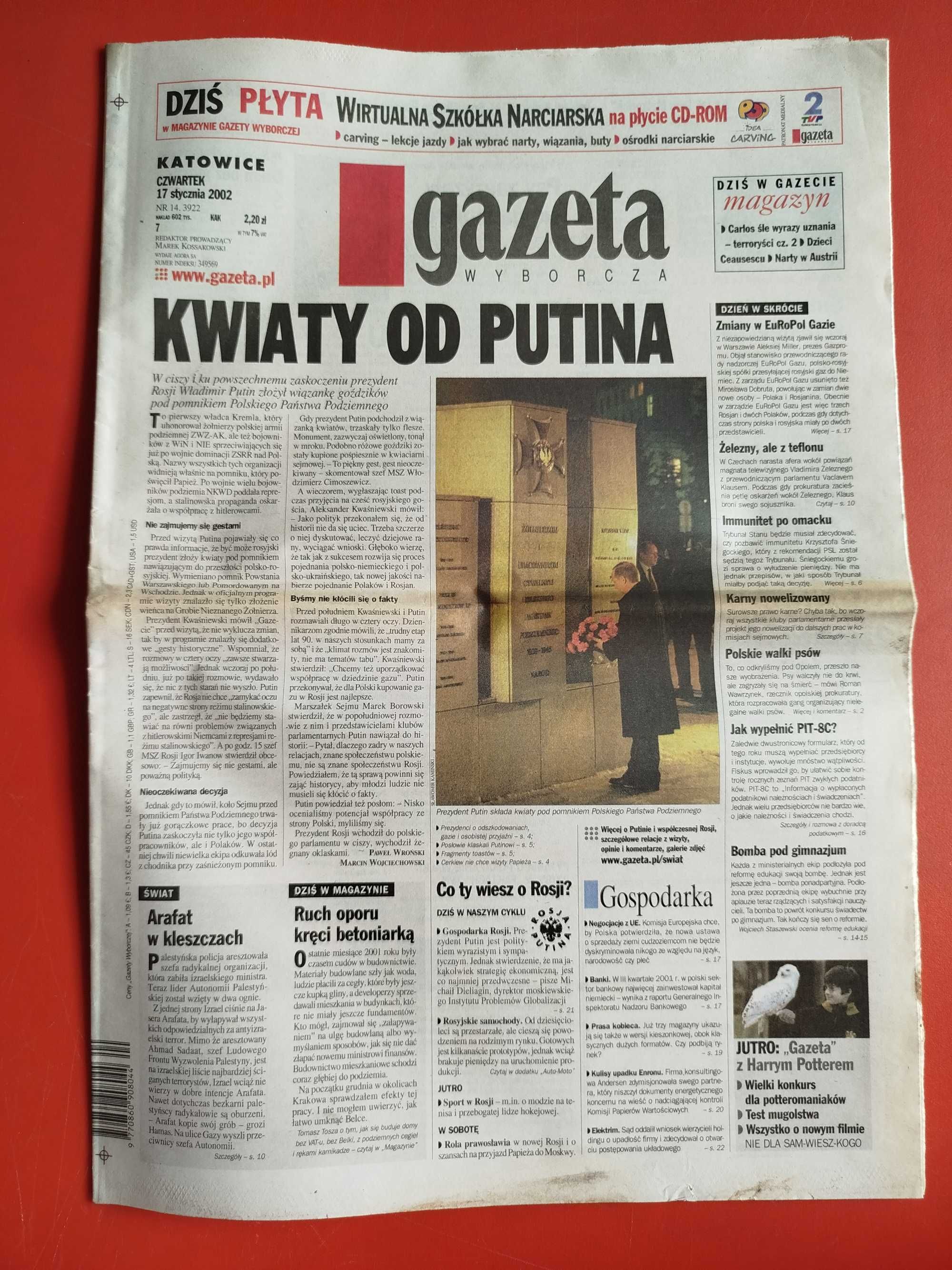 Gazeta Wyborcza, 17 stycznia 2002, nr 14