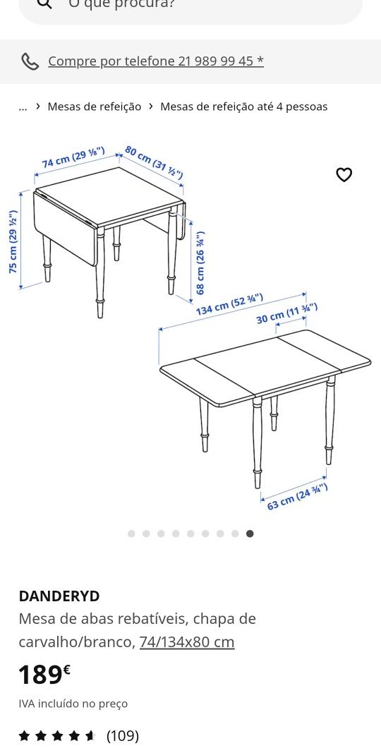 Mesa ikea extensível madeira com duas cadeiras