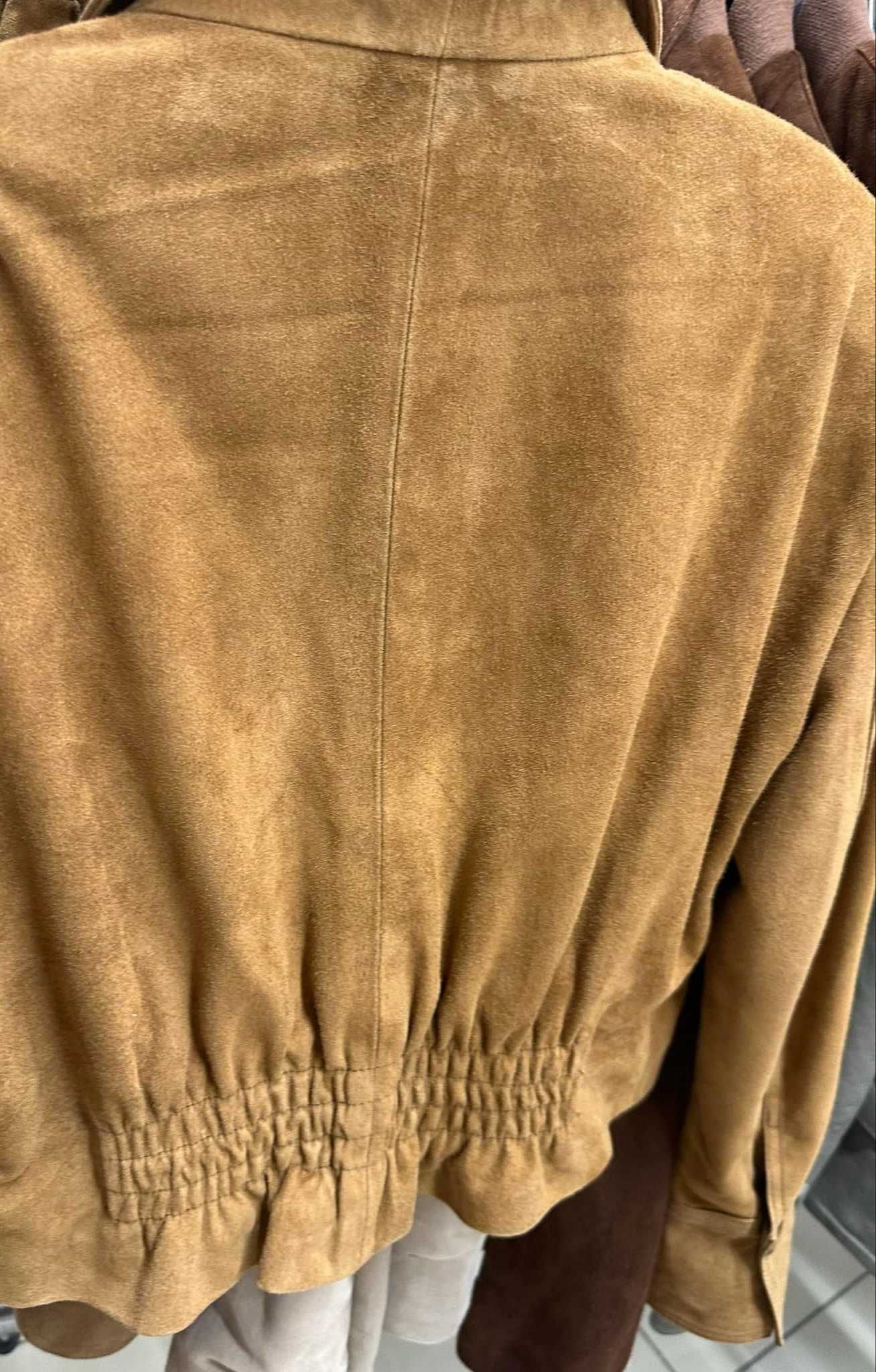 Kurtka premium new collection skóra naturalna licowa zamsz brąz rudy