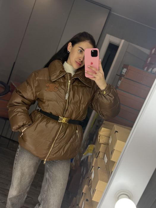 Пуховик куртка з поясом зимова куртка celine