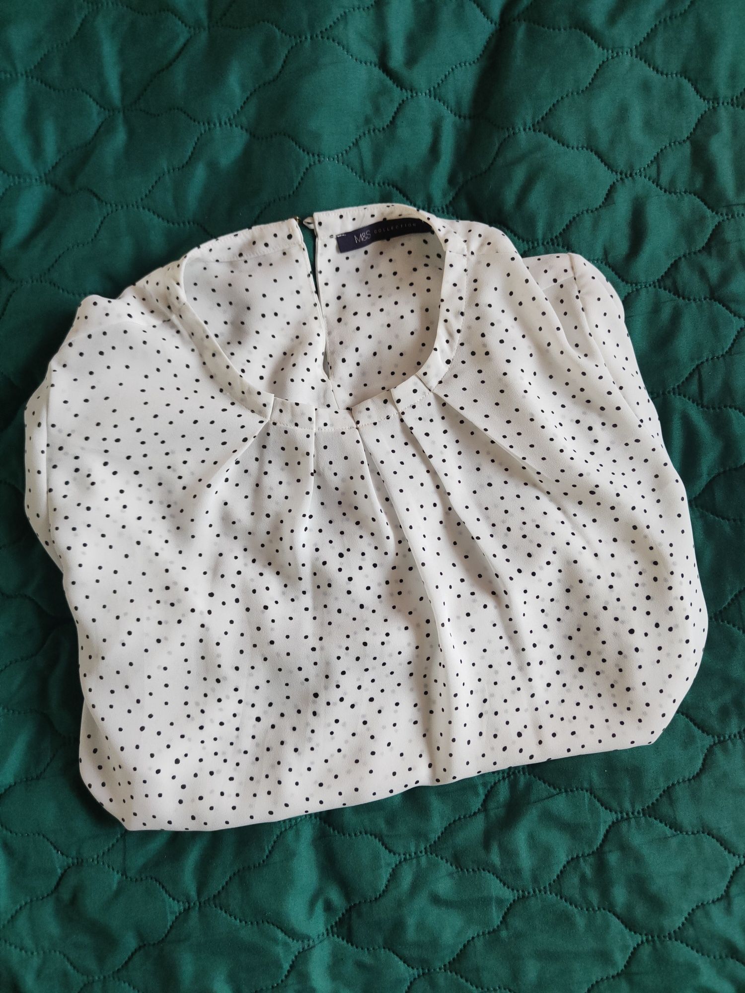 Elegancka Biała bluzka kropki groszki Marks & Spencer 40