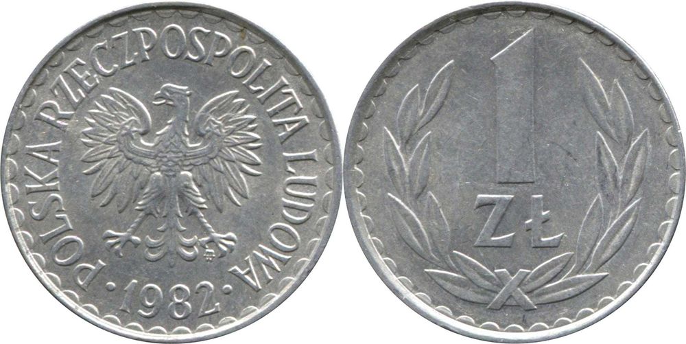 1 złoty 1982 - cienka data! Rzadka odmiana, ładny stan zachowania
