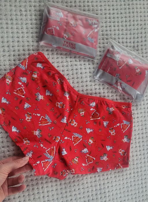 Zestaw 3 sztuk Nowych bawełnianych majtek damskich światecznych print
