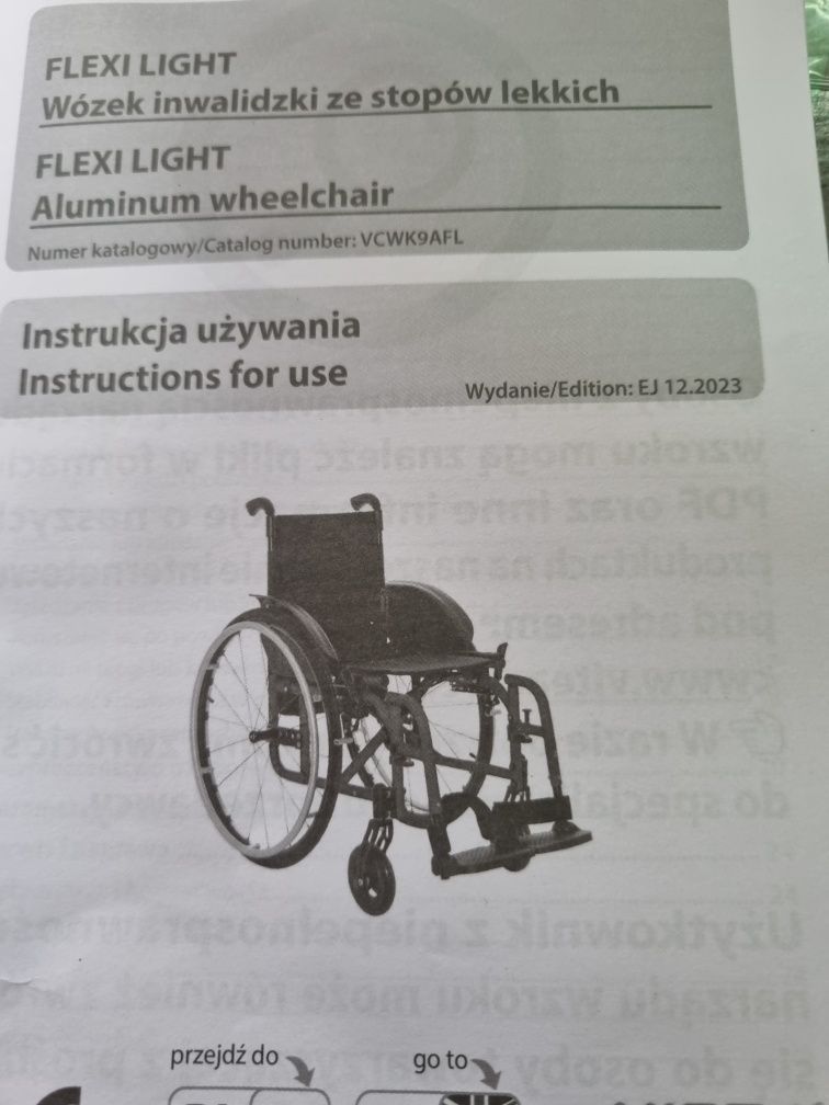 Wózek inwalidzki ze stopów lekkich Flexi Light Vitea Care nowy okazja