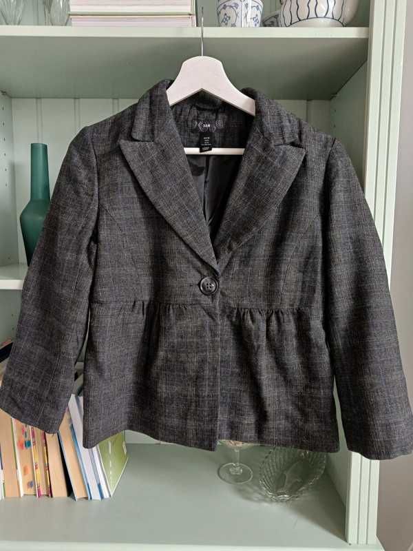 Marynarka z rękawem 3/4 w niebieska karteczkę vintage retro r. S / 36