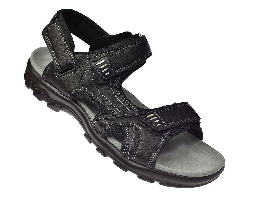 Sandały męskie regulacja rzepy skóra wkładka 1294 BK roz. 42