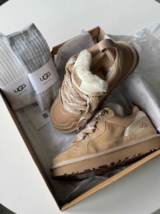 Угги UGG Lowmel Sneaker Beige / Уггі Ловмель Снекер бежеві замшеві