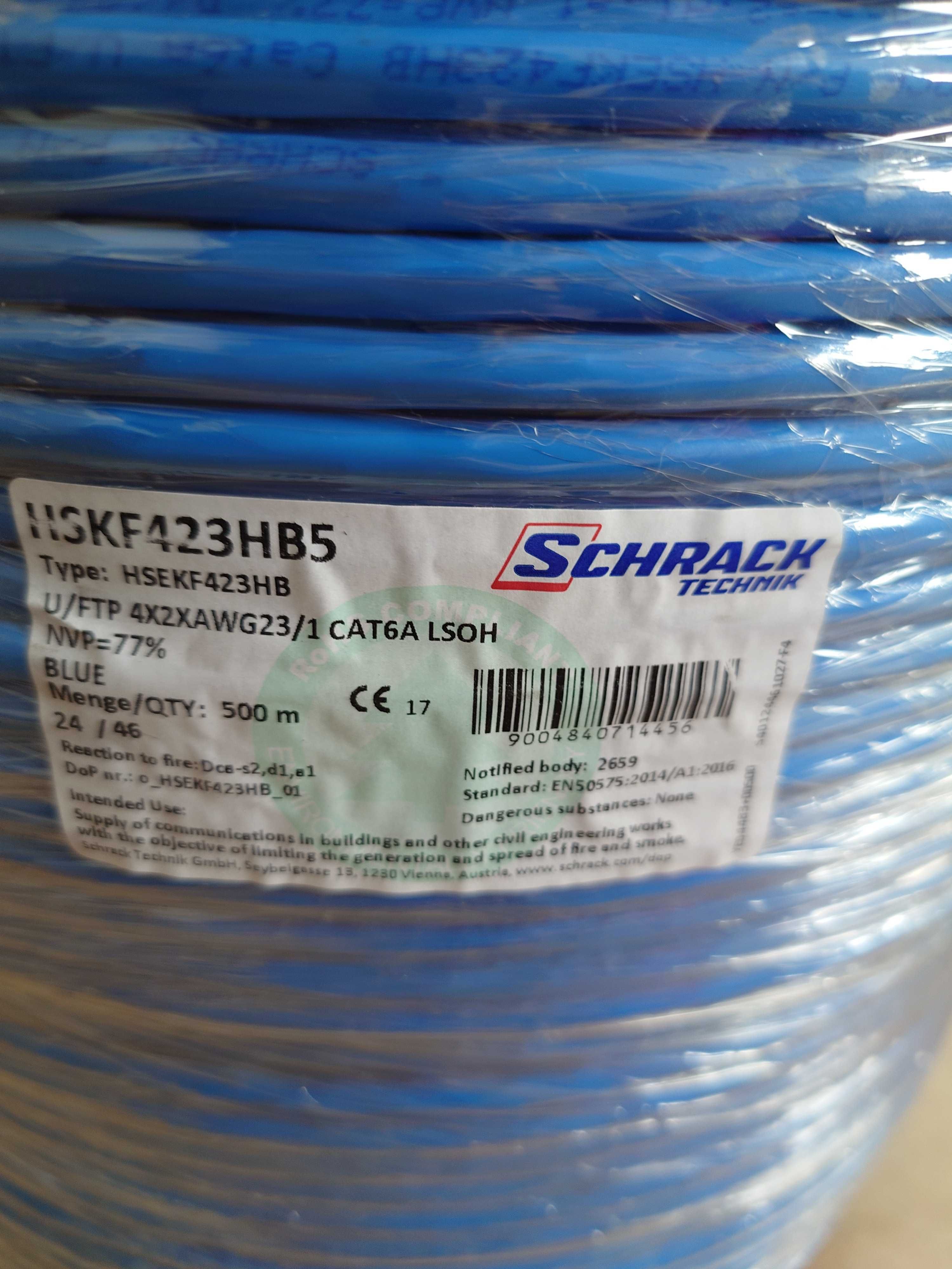 Kabel U/FTP Kat.6a, 4x2xAWG23/1, 500Mhz, LS0H, nieb., Dca