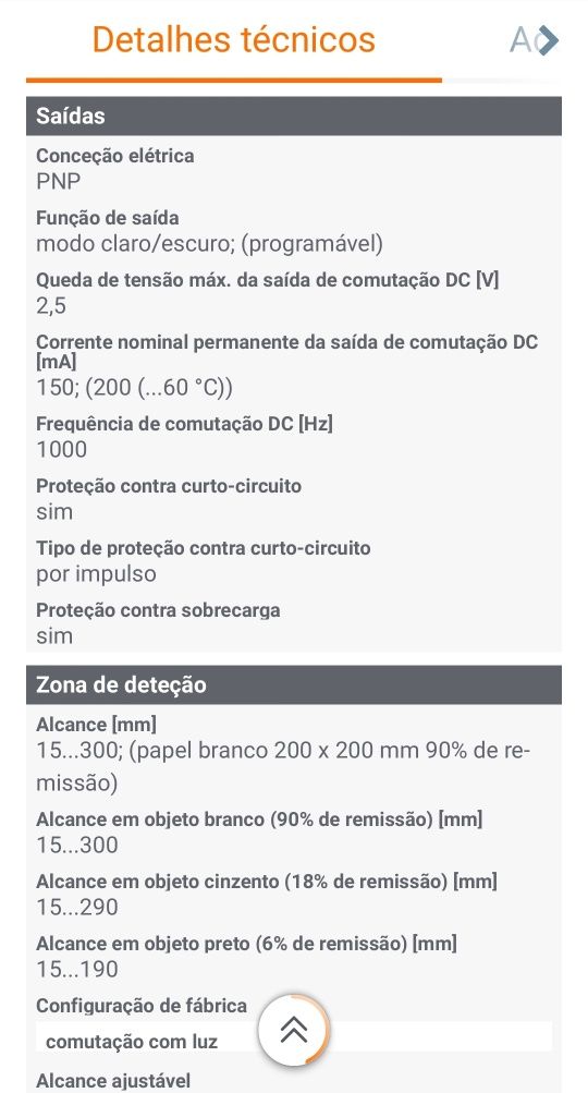 Sensore de reflexão difusa com supressão de fundo IFM