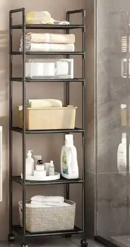 Багаторівневий підлоговий стелаж  на роликах 6 рівнів