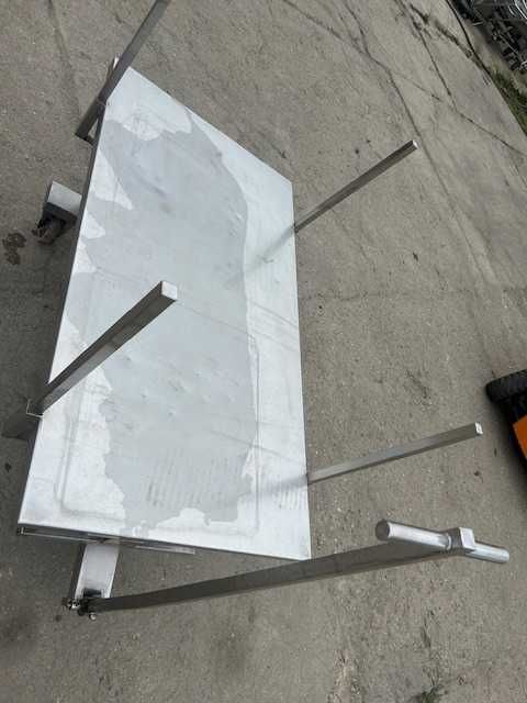 Wózek platformowy z dyszlem 140 x 76 cm ze stali nierdzewnej