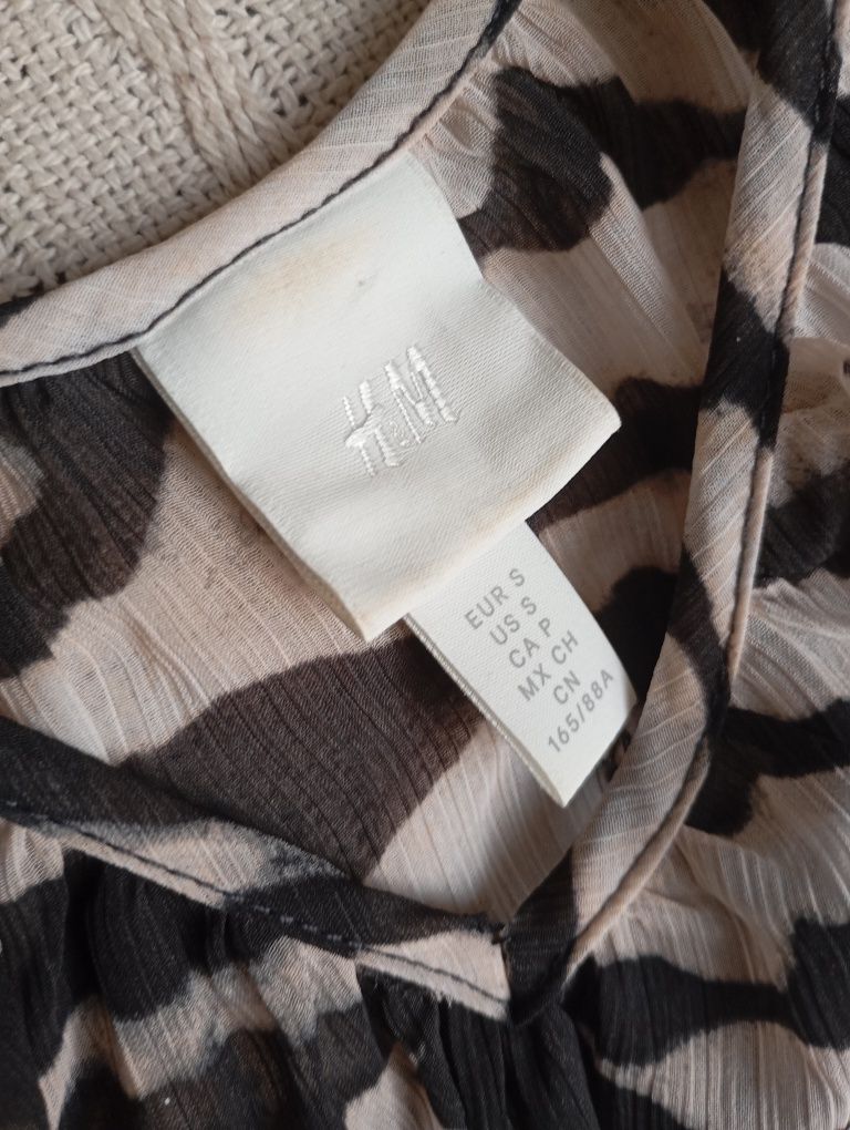 H&M S-L luźna długa owersizowa sukienka wzór zebra