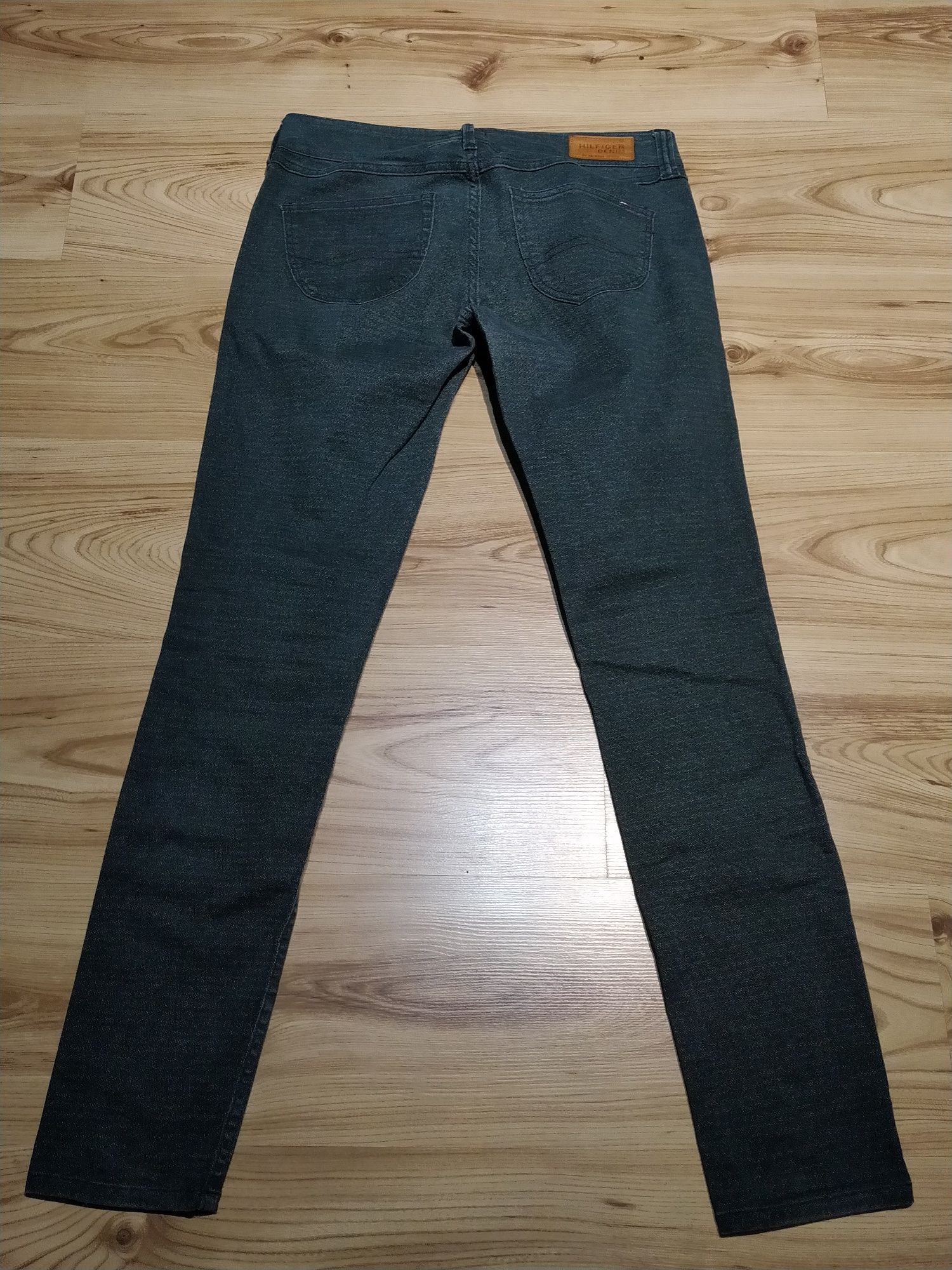 Ciemnozielone Damskie Spodnie Jeansowe Dżinsowe Hilfiger Denim Skinny