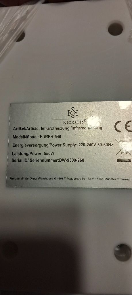 Promiennik na podczerwień grzejnik elektryczny Kessler