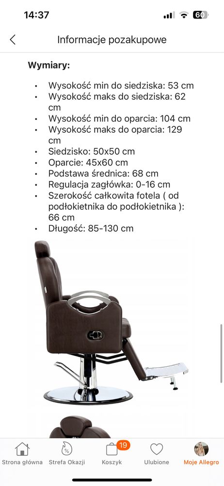 2 szt fotele barberskie