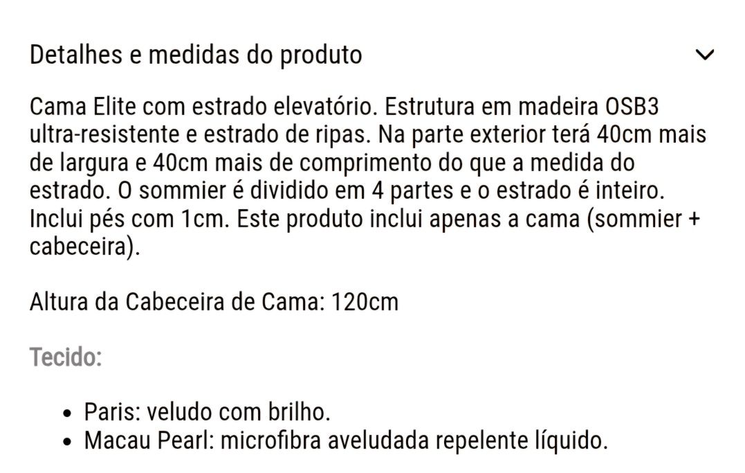 Cama elite como nova com arrumação