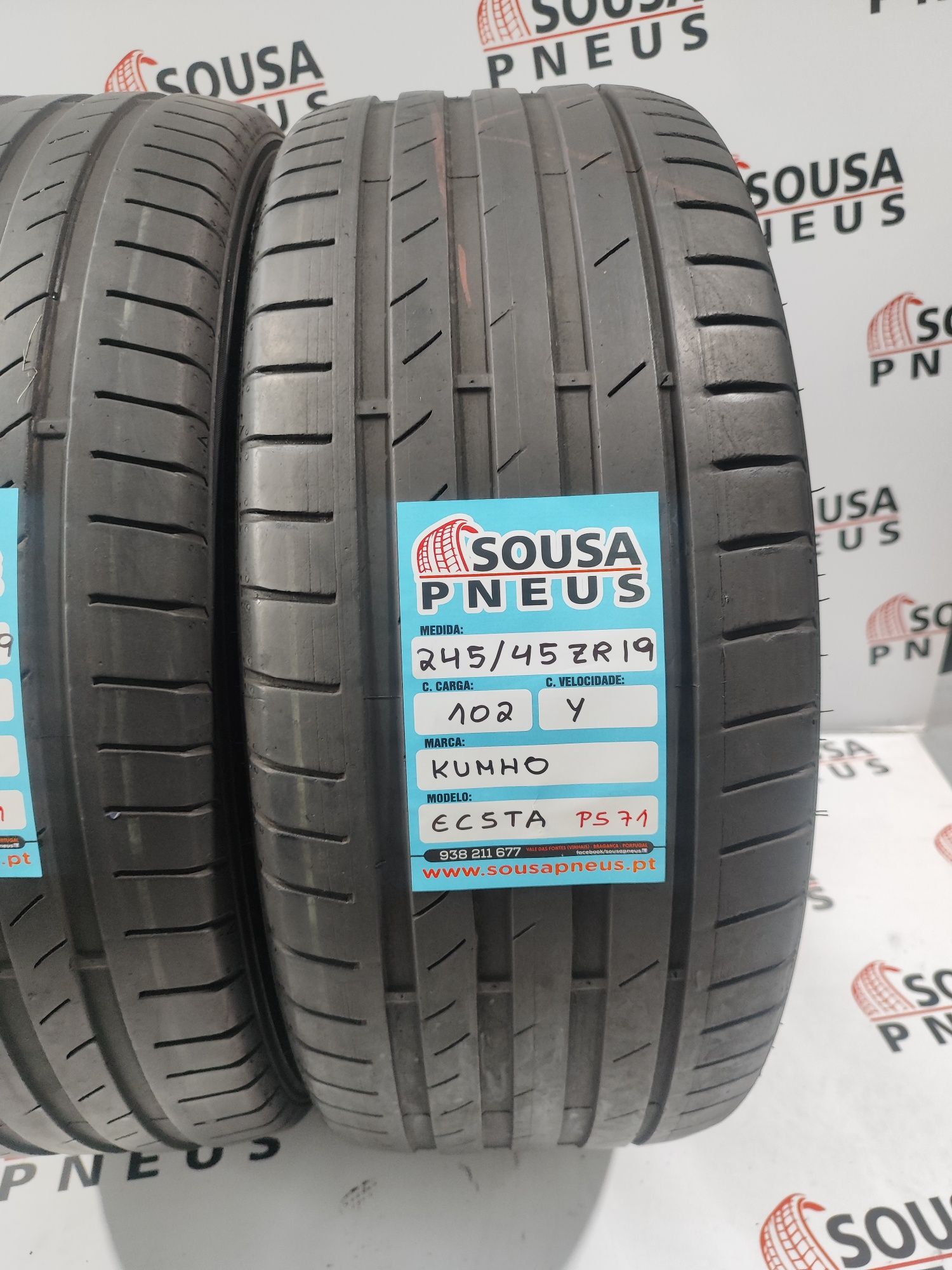 2 pneus semi novos 245-45R19 kumho RFT - Oferta dos Portes