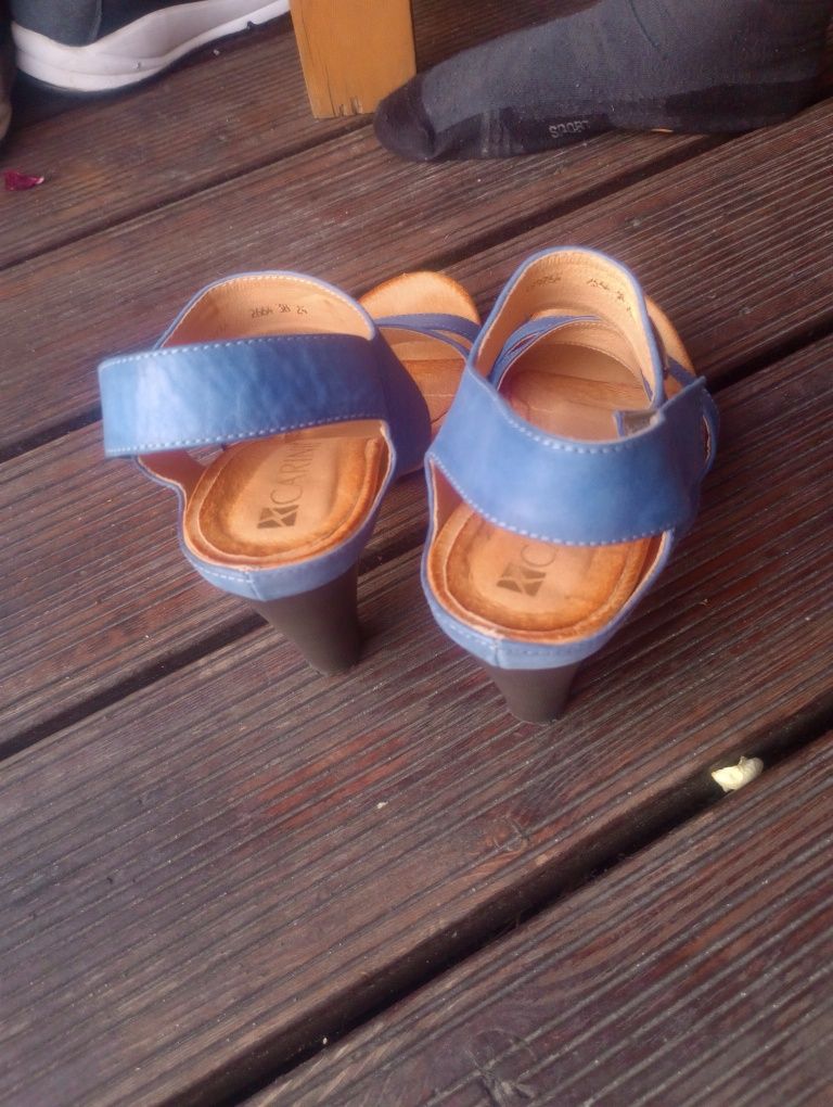 Buty włoskie sandały obcas skóra naturalna