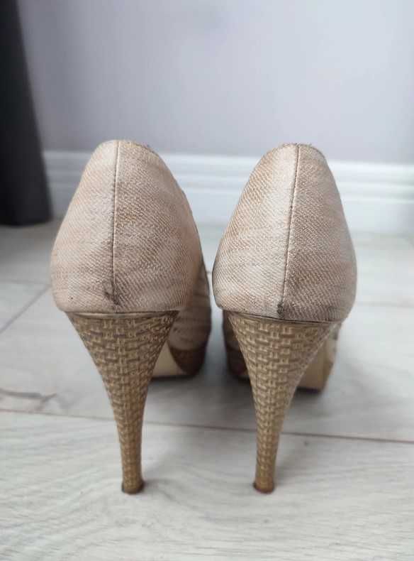 Eleganckie buty na lato odkryte palce czółenka sandały obcasy rozm 38