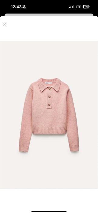 Рожевий светр поло 100% вовна zara