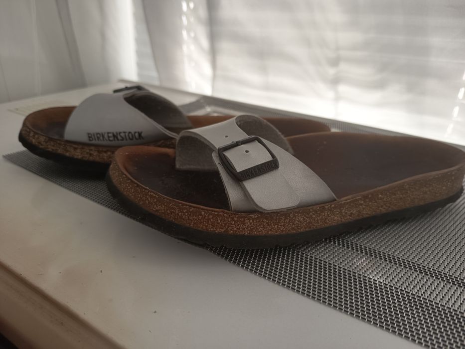 Биркенштоки шкіряні шльопанці шльопки Birkenstock madrid relax 39 сірі