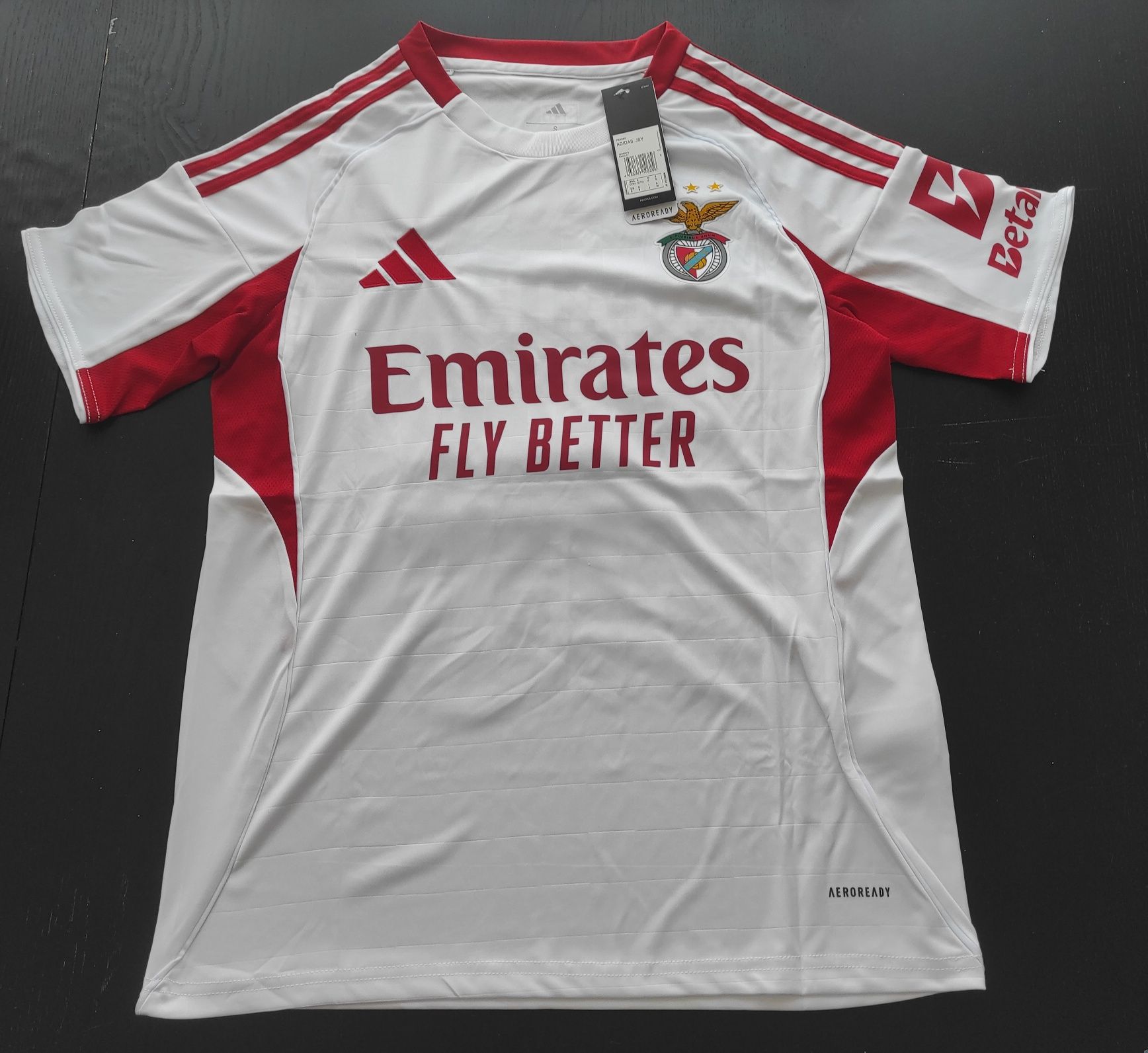 Camisola Alternativa Branca do Benfica, tamanho L, com o Nome: Anabela