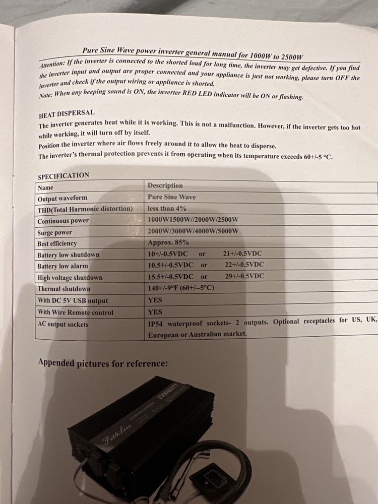 Перетворювач напруги  із 24v на 230v 1500WATT