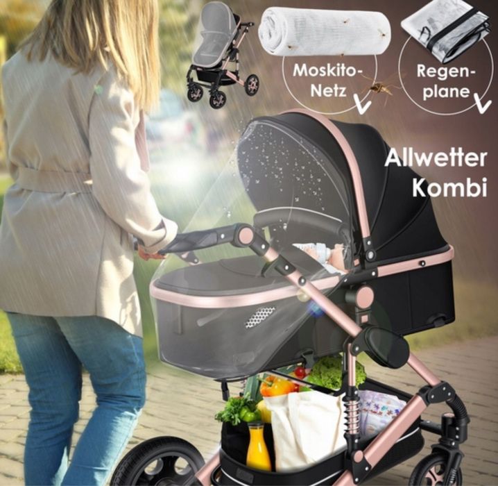 Wózek dziecięcy Spacerówka  3w1 gumowe opony  torba fotelik