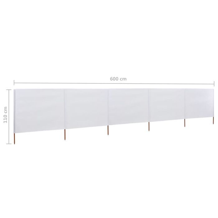 Vidaxl Parawan 5-Skrzydłowy Z Tkaniny, 600X80 Cm, Piaskowy Biały