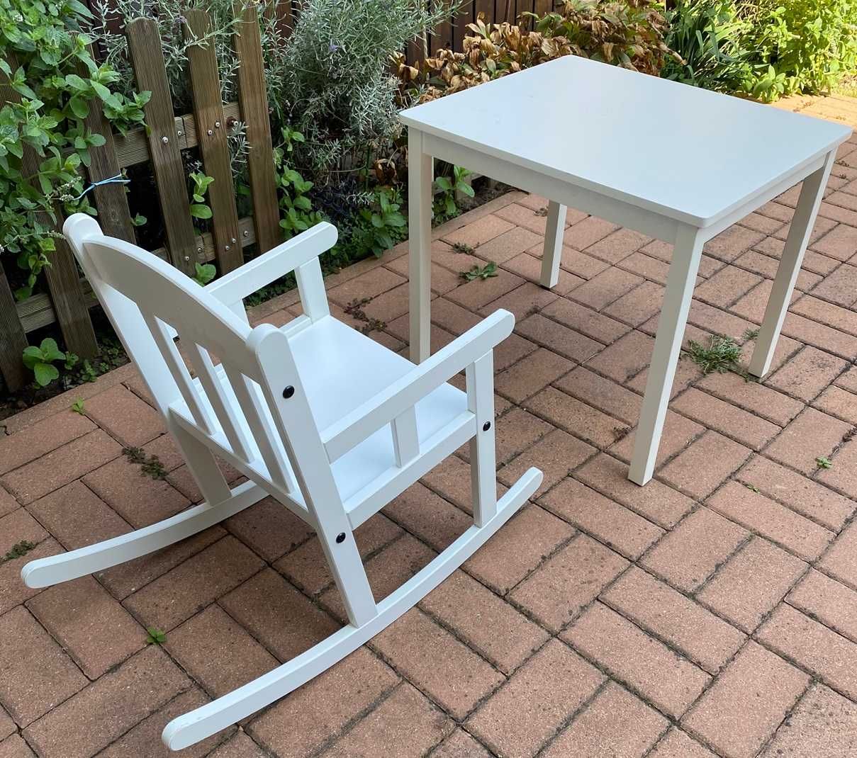 zestaw - biały fotelik bujany i stolik dla dziecka , IKEA