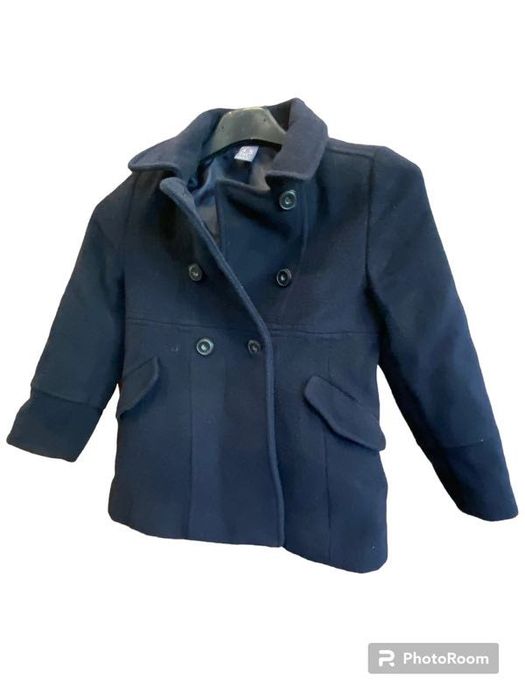 Piękny Ciemnogranatowy Wełniany Płaszczyk Zara Kids 4/5 lat, 110cm